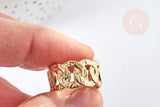 Bague réglable large maillons chaine acier doré 304 inoxydable IP taille 54, x1 (G8464)
