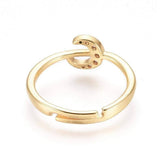 Bague réglable lune laiton doré zircon 17mm, x1 (G4255)