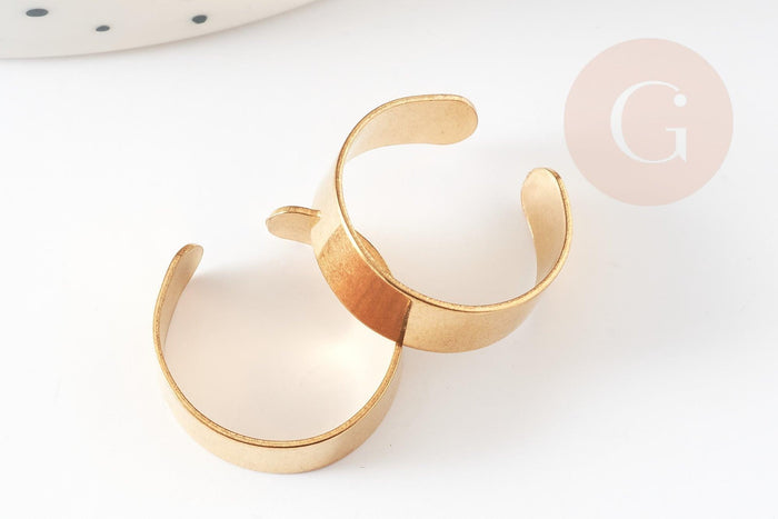 Bague réglable personnalisable acier doré inoxydable 18mm, x2 (G3418)
