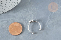 Bague réglable pour cabochon 6mm acier platine inoxydable 18mm, x1 (G8149)