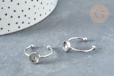Bague réglable pour cabochon 6mm acier platine inoxydable 18mm, x1 (G8149)
