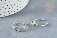 Bague réglable pour cabochon 6mm acier platine inoxydable 18mm, x1 (G8149)