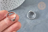 Bague réglable pour cabochon 6mm en acier platine inoxydable 17-18mm, x2 (G8227)