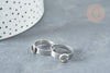 Bague réglable pour cabochon 6mm en acier platine inoxydable 17-18mm, x2 (G8227)