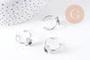 Bague réglable pour cabochon ovale 14x10mm en acier 304 inoxydable platine , x2 (G10295)