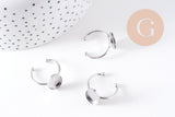 Bague réglable pour cabochon ovale 14x10mm en acier 304 inoxydable platine , x2 (G10295)