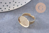 Bague réglable pour cabochon ovale 18.5x13.5mm en acier doré inoxydable 17mm, x2 (G4319)