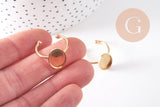 Bague réglable pour cabochon ovale 9x10mm en acier 304 inoxydable doré IP , x2 (G10368)