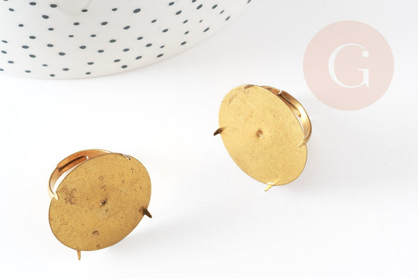 Bague réglable pour cabochon rond 25mm diamètre 17mm, x1 (G2215)