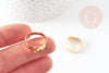 Bague réglable pour cabochonrond 6mm en acier doré inoxydable, 17-18mm,x2 (G8827)