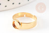 Bague réglable pour cabochonrond 6mm en acier doré inoxydable, 17-18mm,x2 (G8827)