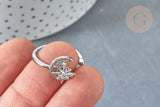 EP-Bague réglable rotative lune étoile laiton platine zircon blanc 16.9mm, x1 (G8031)