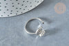 EP-Bague réglable rotative lune étoile laiton platine zircon blanc 16.9mm, x1 (G8031)