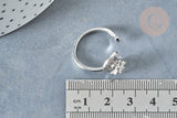 Bague réglable rotative lune étoile laiton platine zircon blanc 18mm, x1 (G8031)