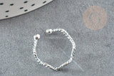 Bague réglable vague argent 925 massif 18mm, x1 (G9141)