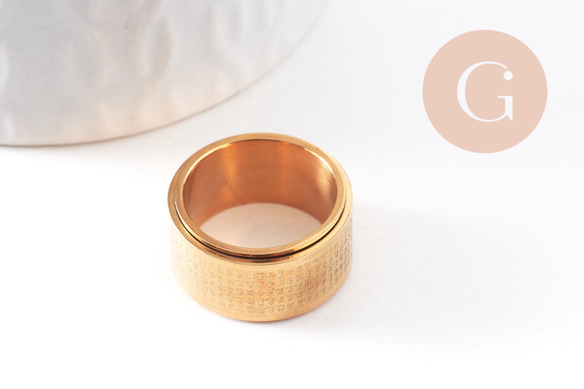 Bague tournante acier or large Om, x1 (G4340)