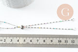 Base bracelet fin résine colorée acier 304 platine avec anneaux 23mm, x1 (G9681)