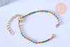 Base de bracelet acier doré platine résine multicolore avec anneaux 2.5mm,15.5cm, x1 (G4857)