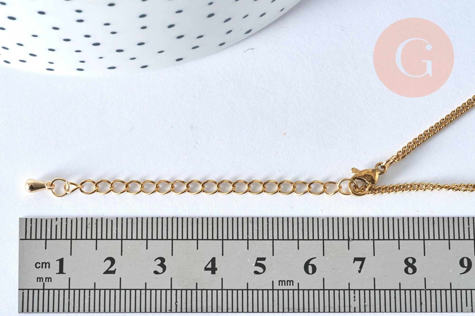 Base de bracelet ajustable maille plate fantaisie or acier 14k 16cm, sans nickel, bracelet doré acier inoxydable, x1 G5970