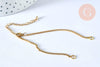 Base de bracelet ajustable maille plate fantaisie or acier 14k 16cm, sans nickel, bracelet doré acier inoxydable, x1 G5970
