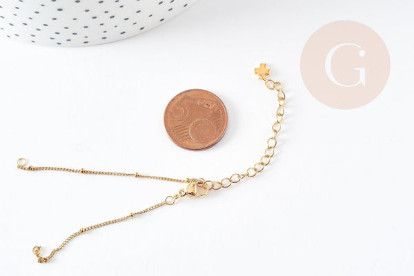 Base de bracelet ajustable satellite acier inoxydable doré 14k 14.5cm, x1 (G5973)