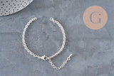 304 Stainless Steel Rolo Chain Bracelet Base, Silver-Plated, 4mm/15.5cm, x1 (G11211)