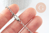 Base de bracelet chaine rolo acier 304 inoxydable platine 3mm-16.5cm, x1 (G9484)