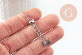 Base de bracelet chaine rolo réglable acier 304 inoxydable platine 25cm, x1 (G9496)