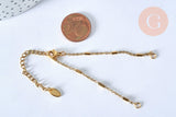 Base de bracelet fine maille tube acier inoxydable 304 doré 14k avec anneaux 16mm, x1 (G4967)