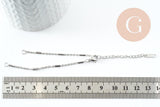Base de bracelet fine maille tube acier inoxydable 304 platine avec anneaux 15.8mm, x1 (G9498)