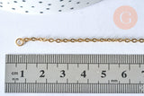 Base de bracelet fine maille acier 304 inoxydable doré 14k avec anneaux 18cm, x1 (G5436)