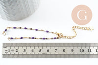 Base de bracelet réglable chaine acier 304 doré inoxydable résine violette 16.2cm, x1 (G9593)