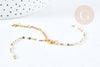 Base de bracelet réglable chaine résine blanche acier doré 14k inoxydable 16.2cm, x1 (G8623)