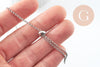 Base de bracelet réglable chaine rollo acier inoxydable platine 2mm/ 30.5cm, x1 (G9492)
