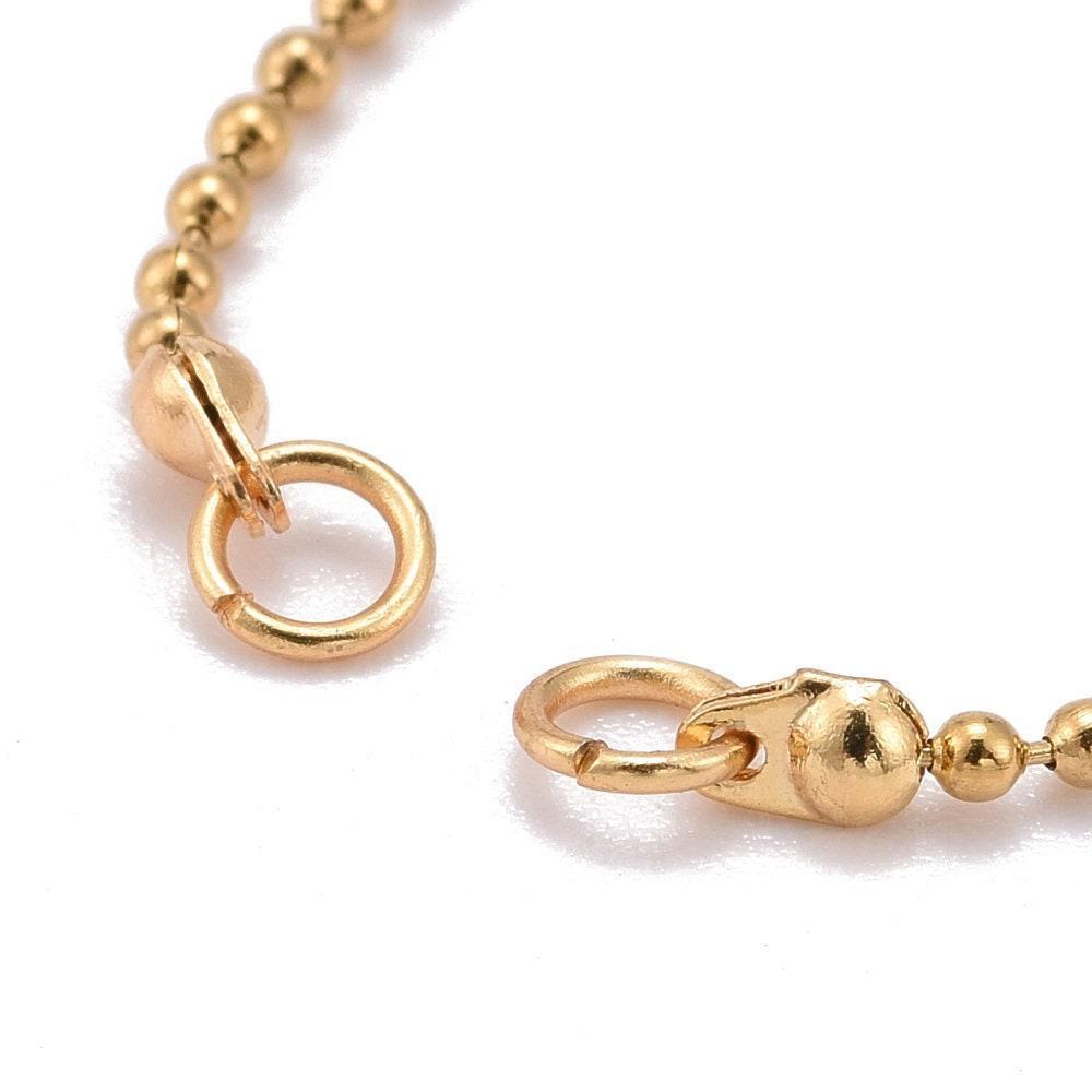 Base de bracelet réglable maille boule acier 304 inoxydable doré 15.8cm, x1 (G5966)