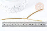 Base de bracelet réglable maille plate diamantée acier doré 304 inoxydable 16cm, acier doré inoxydable, x1 (G8625)