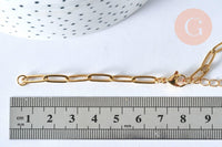 Base de bracelet réglable maille trombone fantaisie or acier 304 inoxydable 14k 14.5cm, bracelet or acier inoxydable, x1 (G5972)