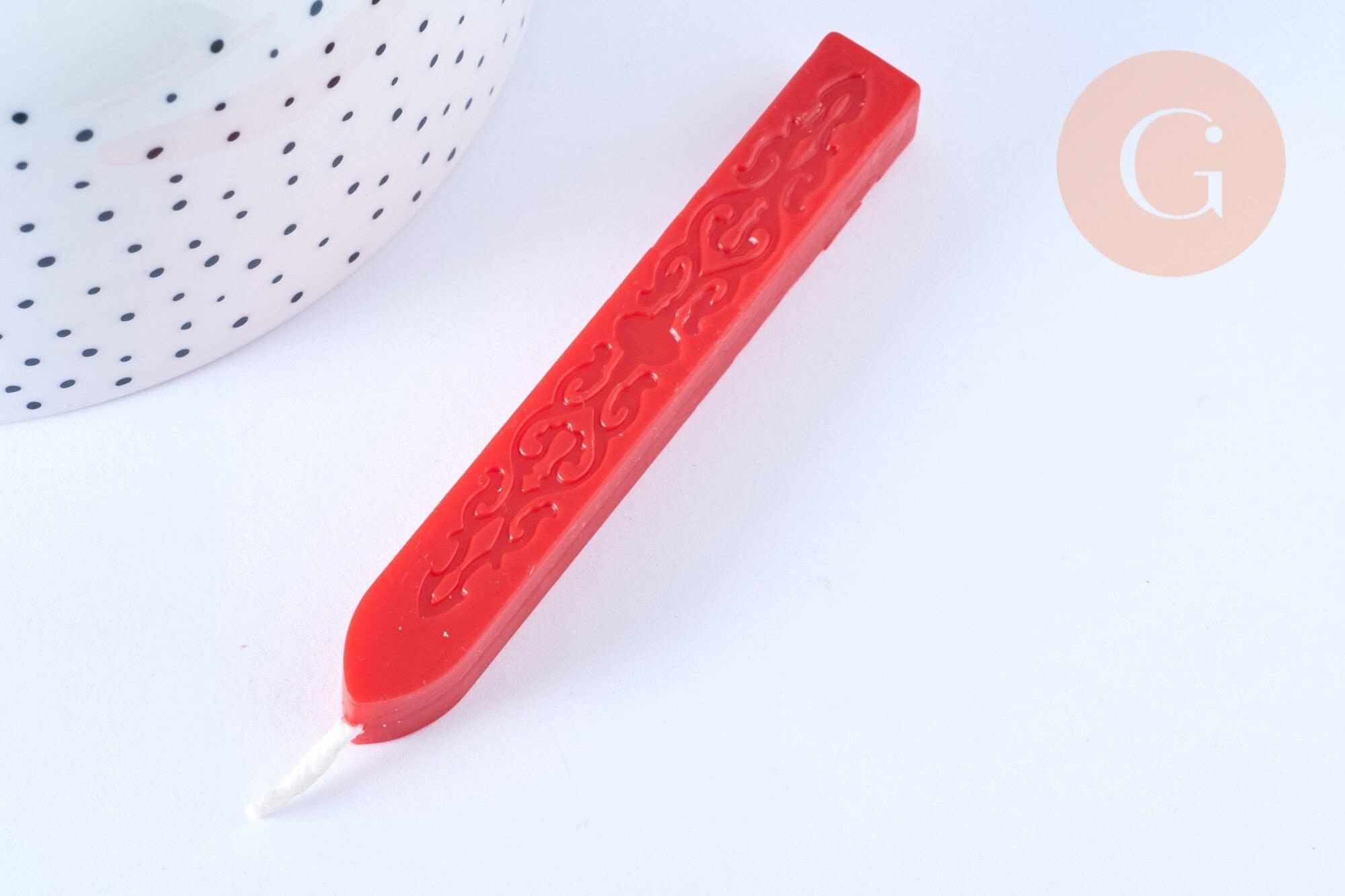 Batonnet de cire à cacheter rouge vif avec mèche, x1 (G7156)