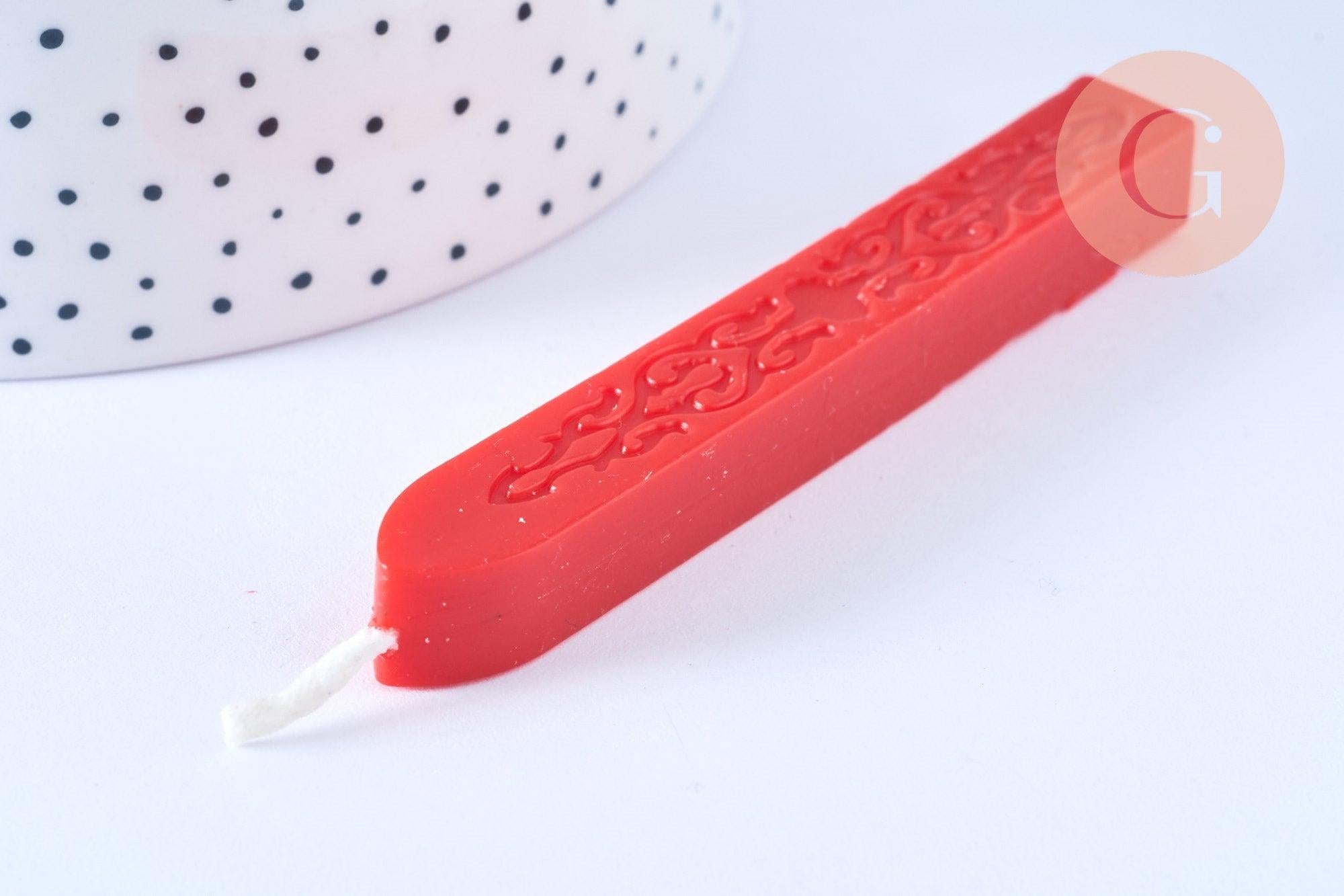 Batonnet de cire à cacheter rouge vif avec mèche, x1 (G7156)