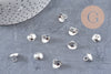 Bélière pendentif coupelle en acier 201 inoxydable argenté 7x10mm, x10 (G10903)