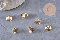 Bélière pendentif coupelles en acier doré 304 inoxydable 8x7mm, x10 (G4844)