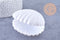 Boite bijou coquillage plastique blanc 9x7.5cm, x1 (G6629)