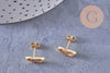 Boucles arc-en-ciel puces laiton doré zircons multicolore 12mm, la paire (G3776)