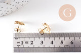 Boucles clous-puces oreille fleur acier 304 inoxydable dore 1 anneau 13.5mm, la paire (G10509)