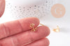 Boucles clous-puces oreille fleur acier 304 inoxydable dore 1 anneau 13.5mm, la paire (G10509)
