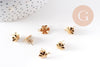 Boucles clous-puces oreille fleur acier 304 inoxydable dore 1 anneau 13.5mm, la paire (G10509)