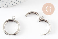 Boucles créole avec anneau dormeuse acier 201 inoxydable platine 25mm, x2 (G9320)