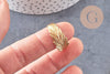 Boucles créoles feuille laiton doré 18k 24mm, la paire (G0916)