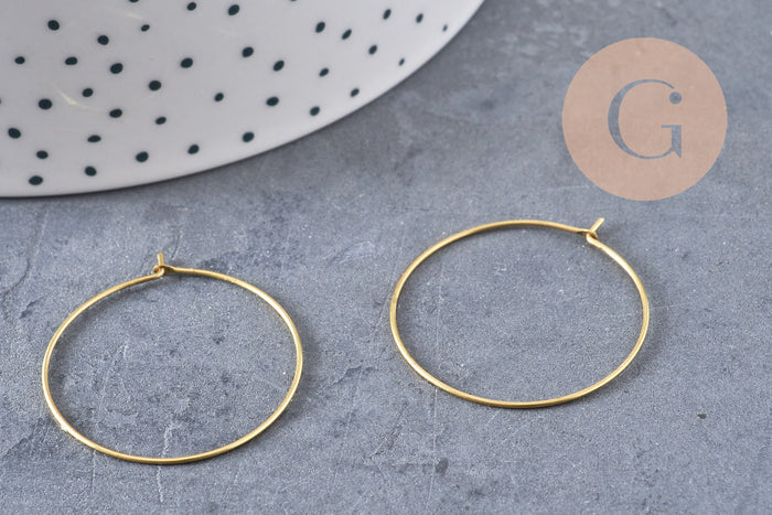 Boucles créoles laiton brut 30mm, x 10/20/50/100 (G1603)