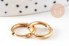 Boucles créoles minimalistes acier 304 inoxydable doré IP 18K 14mm, la paire (G3467)
